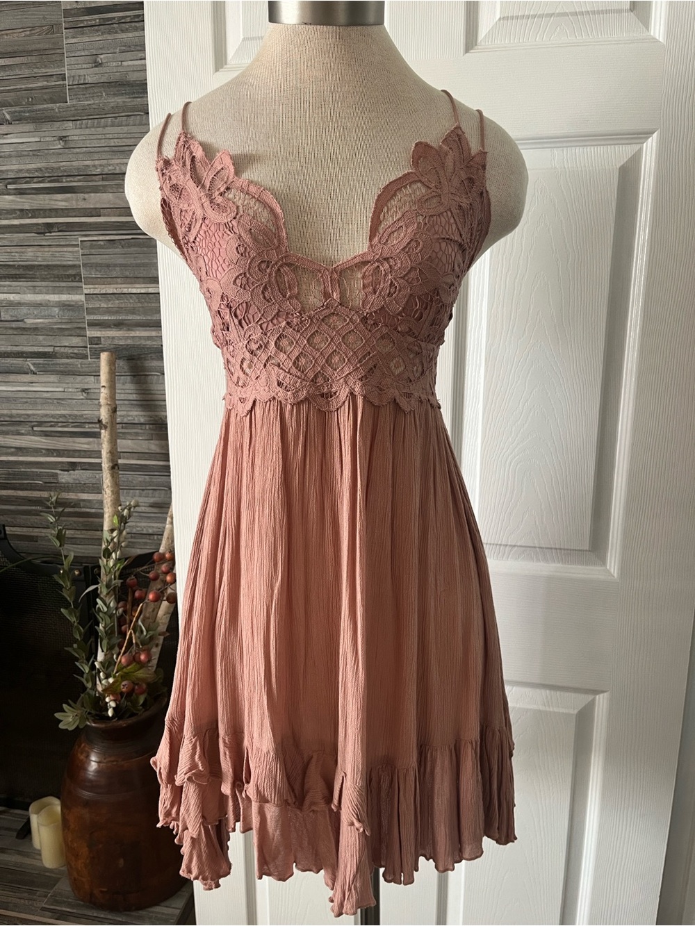NWOT Free People Crochet Lace Slip Dress